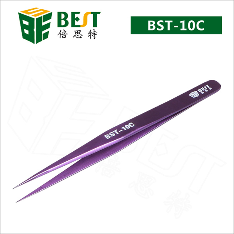 Professional supplier Stainless steel Vetus ESD Straight  Curved &Pointed tweezer BST-10C