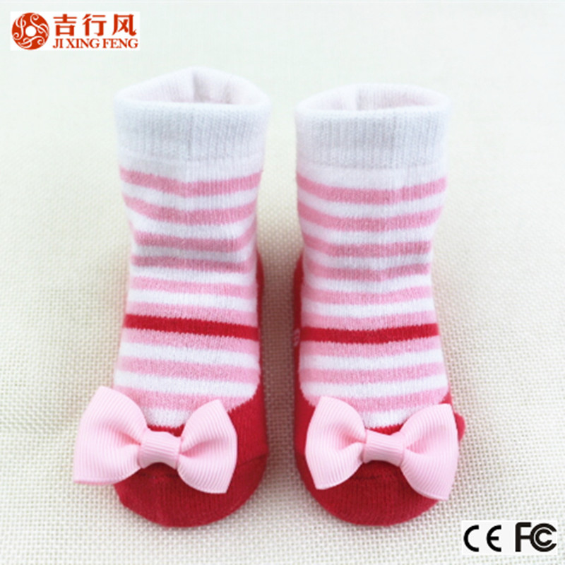 China best exporters for stripe style baby socks with bowknot,made of cotton, for 0-6 months baby