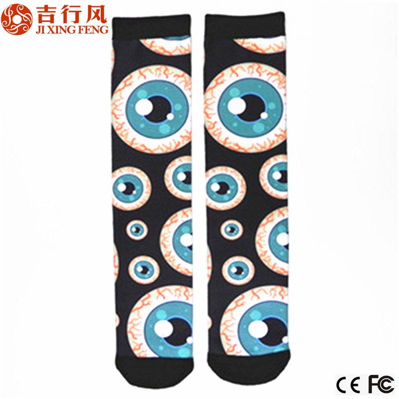 China profession socks manufacturer, customized fashion design eyes printing compression socks