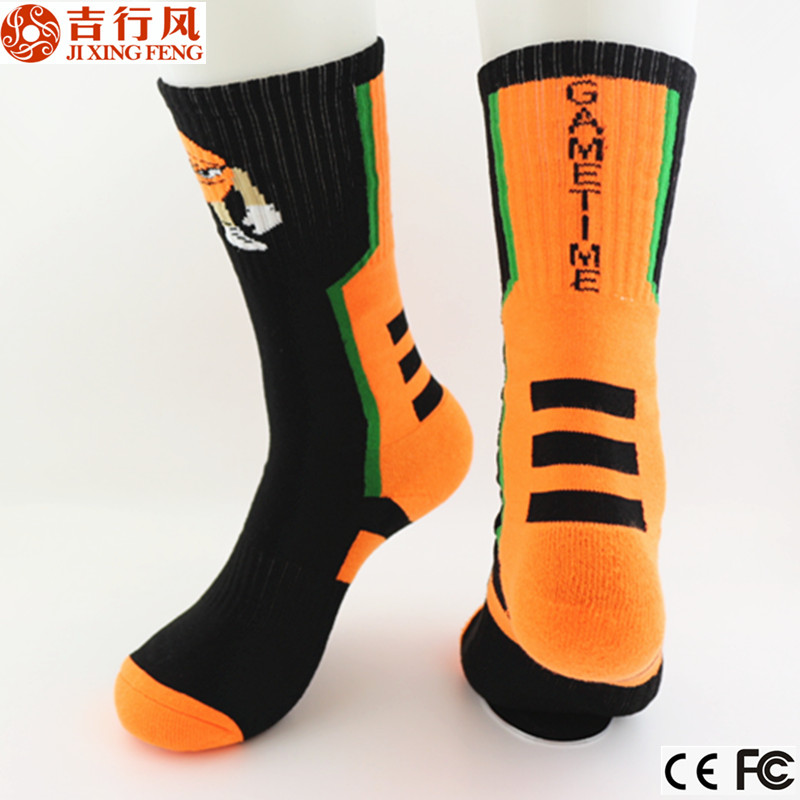 The hot sale fashion cartoon pattern jacquard long basketball sport socks