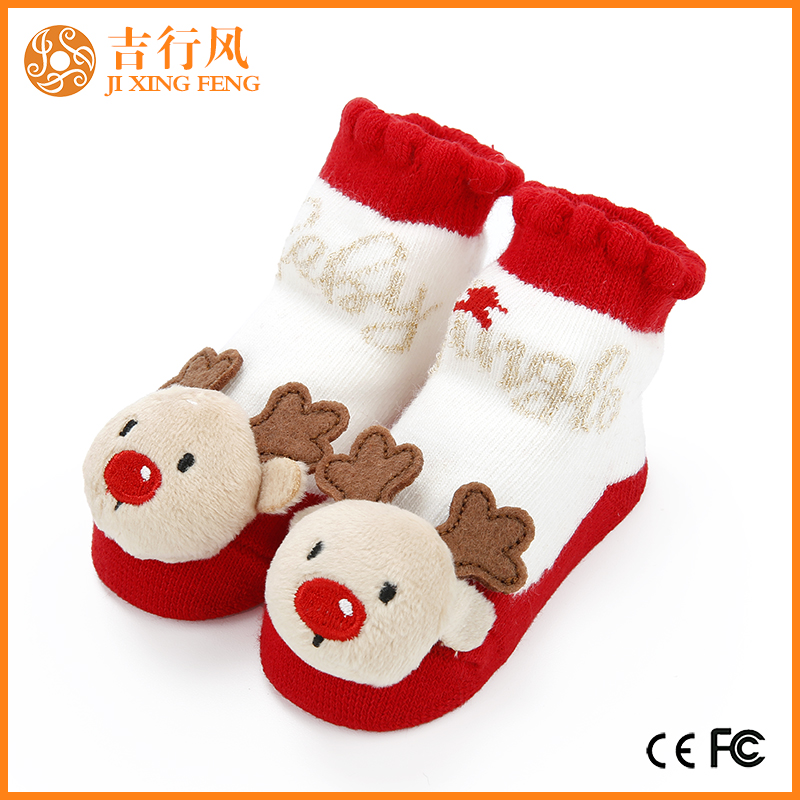 Recém-nascido Chirstmas meias fornecedor, recém-nascido peúga preço na China, costume 3d bebê meias de algodão