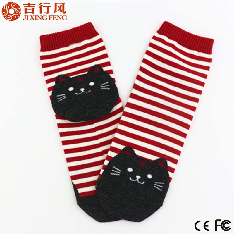 cotton socks manufacturer China,hot sale red stripe pattern knitting socks