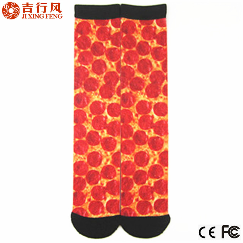 profession print socks supplier, customized pizza sublimation printing socks