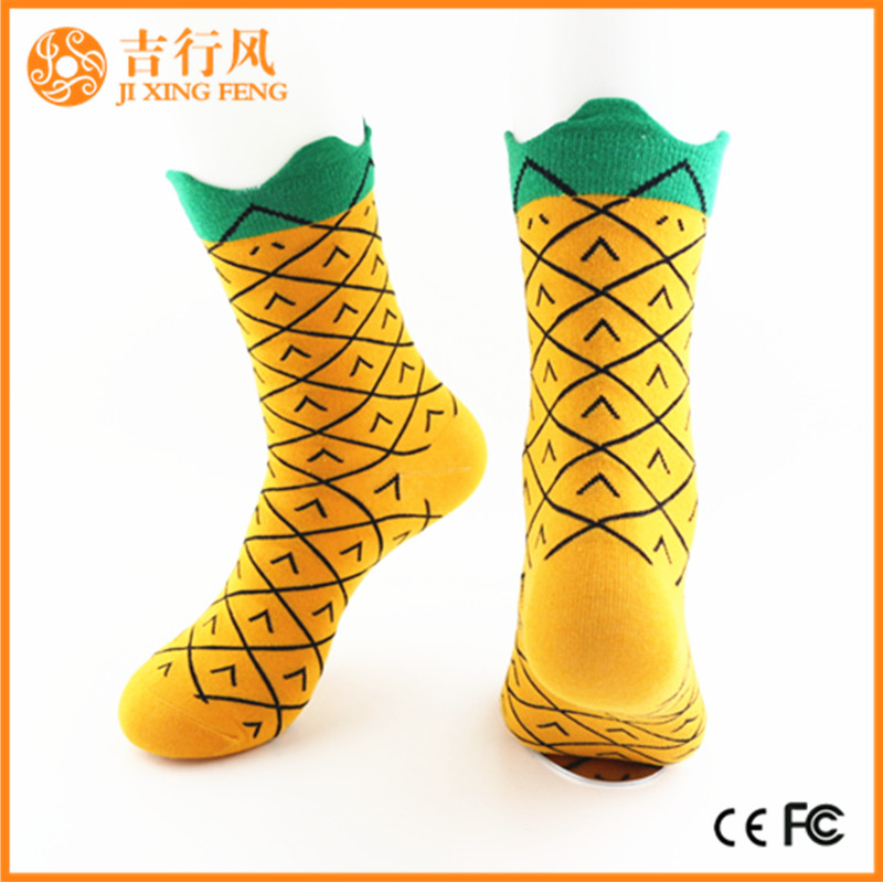 vrouwen schattige sokken fabriekslevering mooie gele ananas patroon meisjes sokken