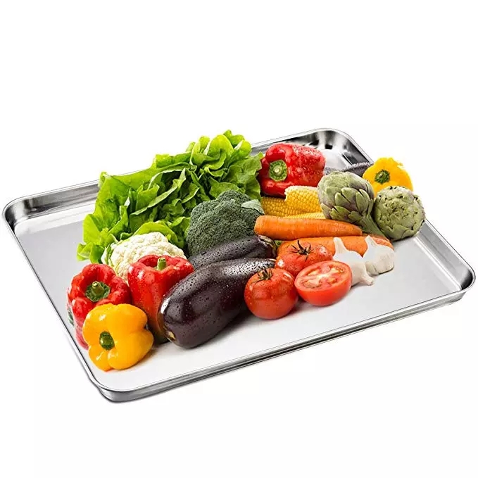 สแตนเลสเครื่องล้างจานปลอดภัยถาดอบสำหรับบาร์บีคิวที่ให้บริการถาดจาน