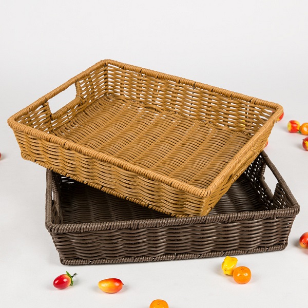 Handmade PP Rattan Bread Basket on Sale with Handles